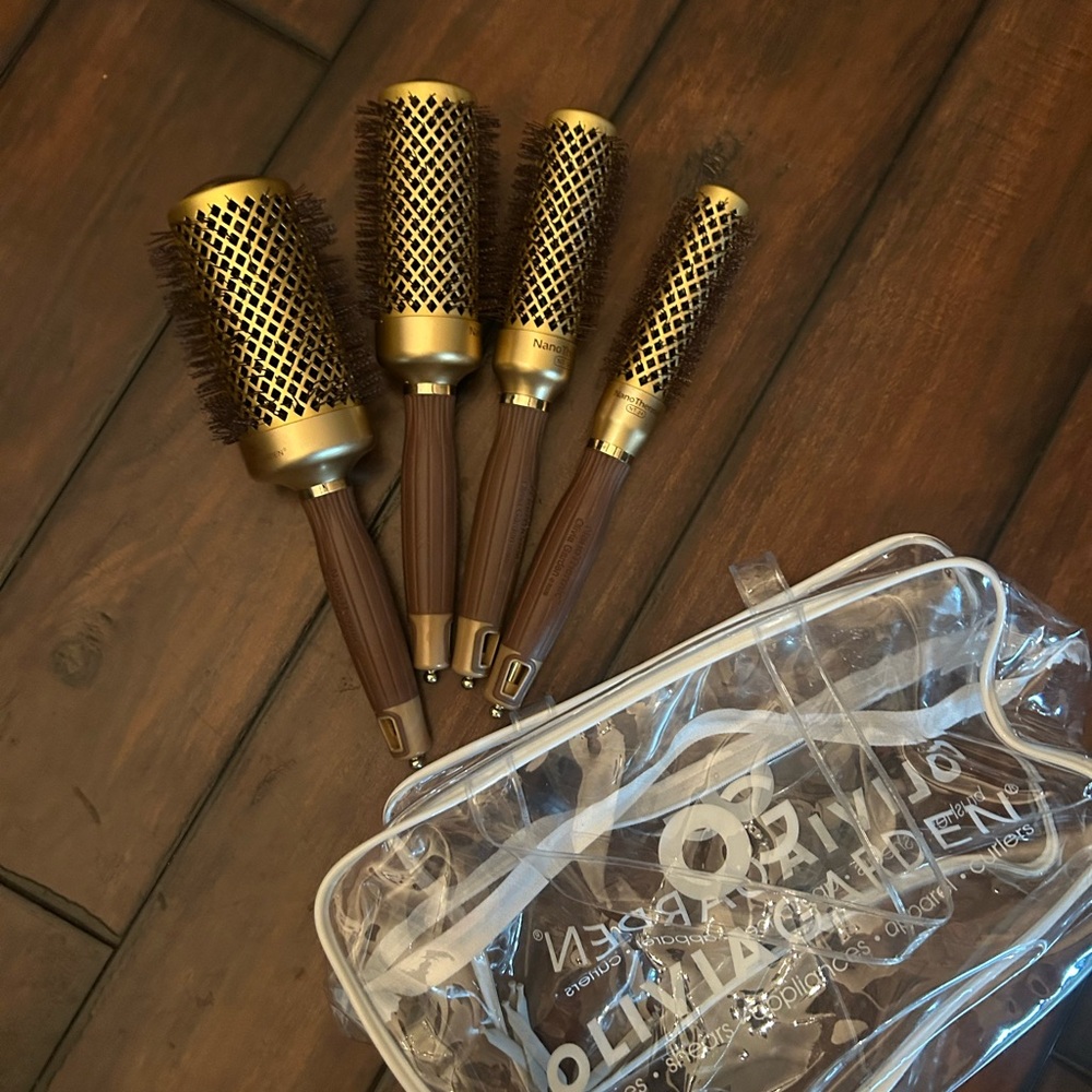 Olivia Garden Gold and Brown Hair Brush Set